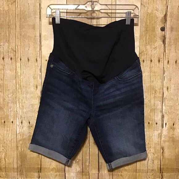 Isabel Maternity Bermuda Cuffed Denim Shorts 4 - Picture 1 of 4